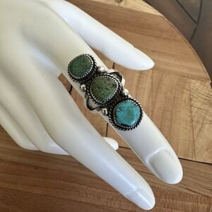 VTG Navao RQ Panteah Accent Size 5.25 Birdseye Green Turquoise 925 Sterling 7.2g